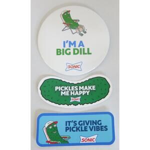 Sonic DriveIn Grillo's Pickles Promo Bundle Pin Stickers NEW Unreleased Big Dill
